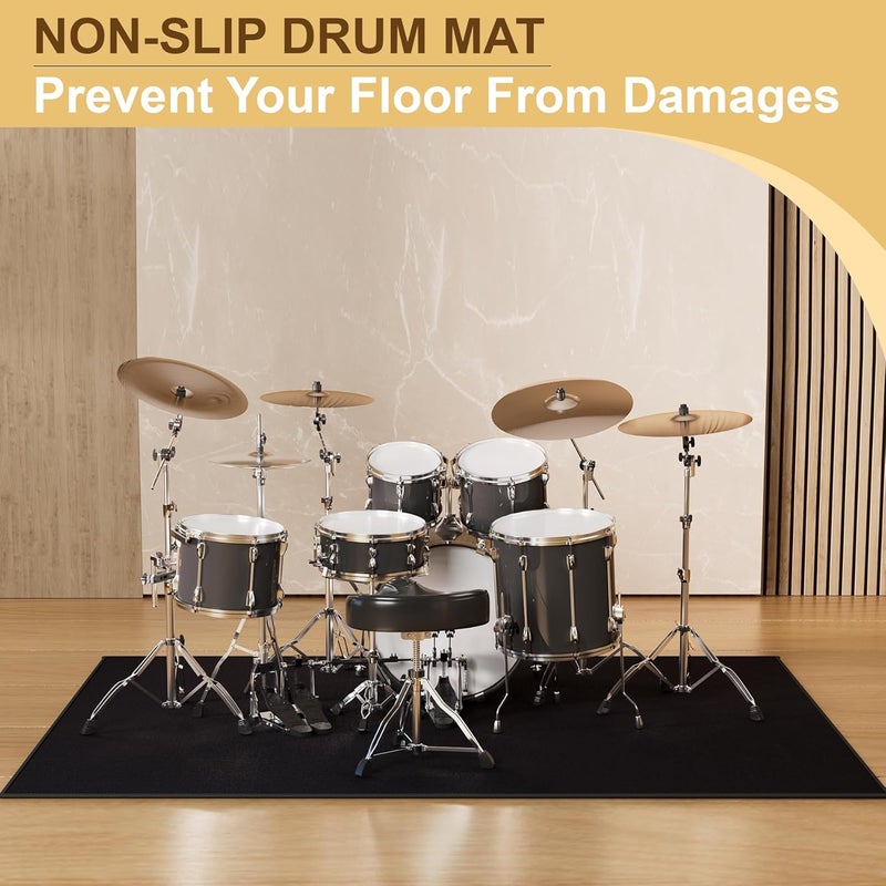 giitooa Drum Rug 4x6Ft With Non-Slip Grip Bottom, Tightly Woven Fabric Mat, Electric Carpet, Soundproof, Accessories Gifts, Black - Image 4